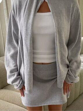 Djerf Avenue Light Gray Women's Knit Mini Skirt